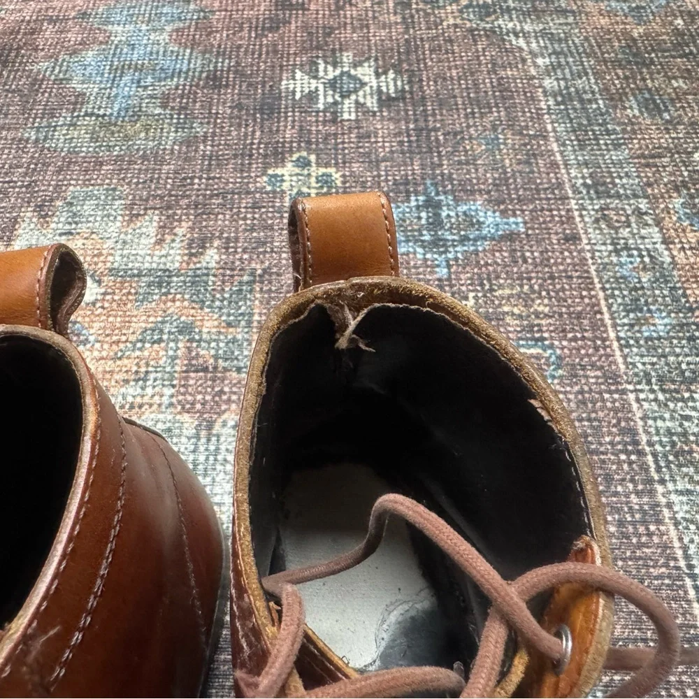 Men's Helm Brown Leather Lace-Up Dress Boots; size 9.5; worn.